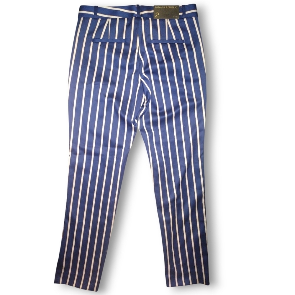 NWT Banana Republic Ryan Pant | Navy White & Rust | Striped Slim Straight Size 2 - Picture 12 of 14